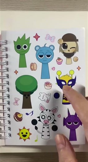 Title: Pink Sprunki Sticker Notebook 💖✨ | So Cute!