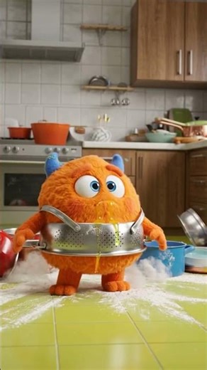 Gloop the clumsy orange monster sneezes SO hard he rockets backward