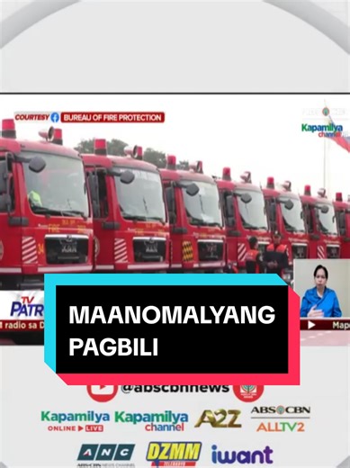 Kakasuhan ang BFP Officials sa Anomalyang Pagbili ng Fire Trucks