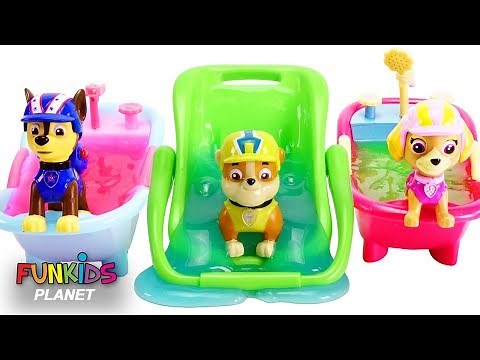 Paw Patrol Slime Bath Time & Bed Time Routine