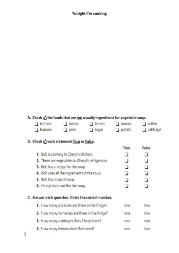 Video Food and drinks online exercise for