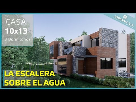 Modelo de casa de 2 pisos (Casa 10x13 metros) House in the woods 3d Plan