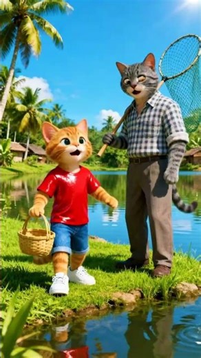 নানু বাড়ি রসের হাড়ি — পুকুরে মাছ ধরার অভিযান!!😍💦 | #shorts #cat #funny