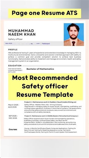 Most Recommended Safety officer Resume Template | How to make safety officer resume