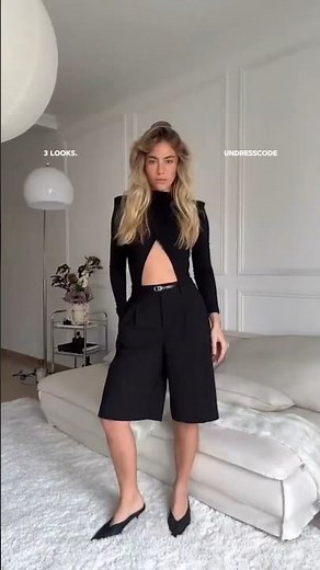 Black Lace Top With Blazer, Abdominal Cut-Out and Oversized Shirt: Three Full Black Looks #ootd
