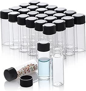 100 Pack 4ml Glass Vials with Screw Caps, Clear Liquid 4ml Sample Vials with Caps, Lab/Travel Storage Vial for Essential Oil, Perfume, Meds, Reagent, Anointing Oil Bottles