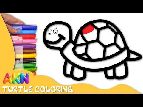 Kids Coloring: Draw & Color a Giant Turtle with Big Marker Pencils
