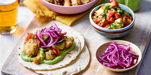 Chipotle cauliflower tacos with cashew lime sauce
