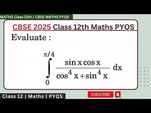 Evaluate :integrate (sin x* cos x)/(cos^4 x + sin^4 x) dx from 0 to pi/4 #integration #cbse2025paper