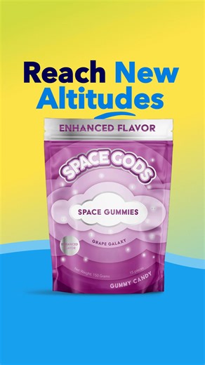 Elevate your snack game with our enhanced flavor gummies. Deliciously bold, plant-derived, and ready for your next adventure. Available in a variety of mouthwatering flavors. | Space Gods