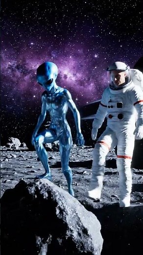 Alien and human take a walk on another star system's Ganymede-size moon