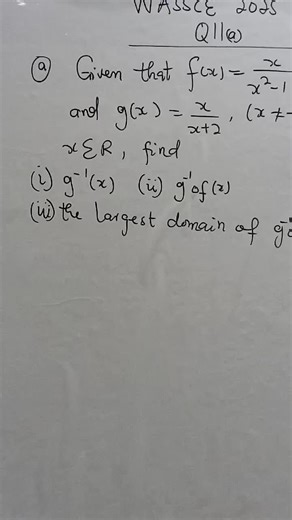 WASSCE 2025, E-Maths. Q11a(i)