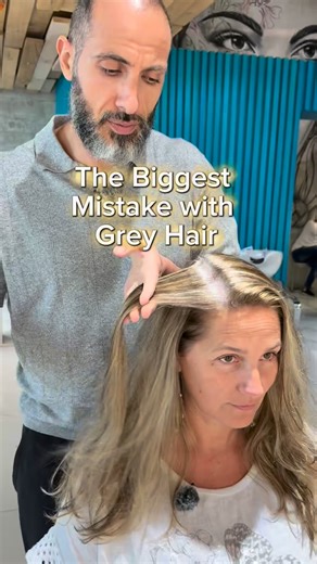 Rami Jabali Salon on Instagram: "⚠️ The Biggest Mistake with Grey Hair ⚠️ Covering It 100% ❌ Many people believe that covering all the grey completely is the best solution. But in reality … this is the start of a long chain reaction of problems that damage your hair, your color, and even your confidence. Let me explain how one small decision creates three damaging cycles that feed into each other 👇 ⸻ 🌀 Cycle 1: The Overlapping Color Trap When you cover your grey 100%, every time you touch up y