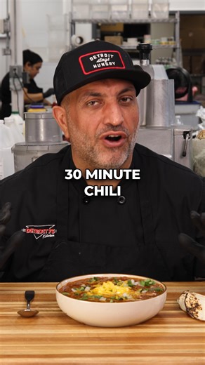 This is how you make insanely flavorful chili in only 30 minutes. Step 1: Prep the Spices Toast the Guajillo & Ancho chilis in a pan over low-medium heat, flipping often to keep them from burning. Once fragrant, add the chilis to a bowl, fill with hot water, cover, and let steep for 20 minutes. Add the cumin seeds and coriander to the pan next, tossing continuously for 30-60 seconds until toasted and fragrant. Remove from the heat and allow to cool. Step 2: Cook the Base Heat a stock pot over me