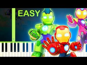 Marvel's Iron Man and his Awesome Friends Theme Song - EASY Piano Tutorial