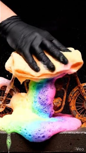 Rainbow Foam Cleaning a Rusty Motorcycle – Satisfying Transformation