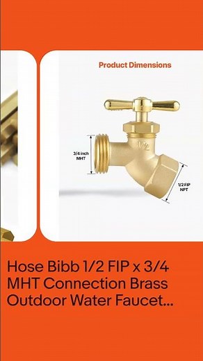 Hose Bibb 1/2" FIP x 3/4" MHT Connection Brass Outdoor Water Faucet Spigot