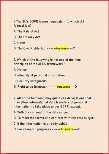 Cipp Us Practice Exam Actual Questions With 100 Correct Answ video