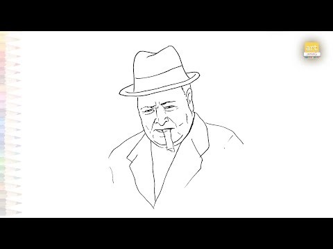 Winston Churchill face drawing easy | Outline Art | How to draw Winston Churchill step by step
