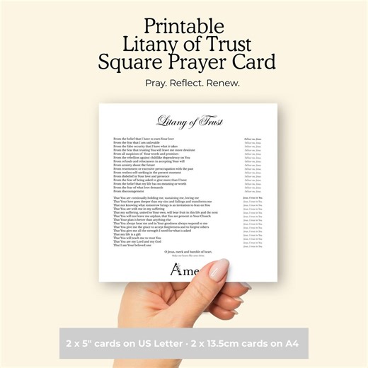Litany of Trust Prayer Card Printable, Catholic Surrender Devotional Prayer, Bible Journaling, Faith Reflection - Etsy