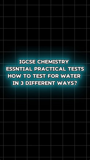 IGCSE Chemistry 🔴 Essential Practical Tests for 2026 Exams - 2-3 easy marks How do you prove a liquid is actually WATER without tasting it? 🤔 This is one of the most common practical and theory questions in Cambridge IGCSE Chemistry 0620 — and students lose easy marks because of wording. In this lesson, we cover both the PHYSICAL and CHEMICAL tests for water exactly how examiners want them written. 🔬 Physical Tests of Water Pure substances melt and boil at fixed temperatures. Water has: • Mel