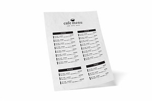 無料メニューテンプレート – シンプルなカフェ向けのメニューデザイン(白壁) | ASOBOAD