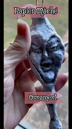 Papier Mâché Elf Head with Curly Cap Hangs Around. Finial Style