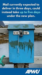 1.9K views · 20 reactions | Would you want to wait an extra day for your mail delivery? Tell USPS and the Postal Board of Governors that speedy mail delivery matters! Visit apwu.org/stop-the-slowdown | APWU - The American Postal Workers Union | Facebook
