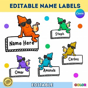 Editable Crayon Name Labels: Printable Classroom Desk, Cubby & Binder Tags - Etsy