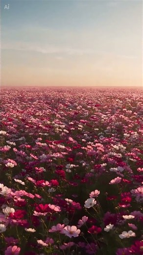 A Dreamy Field of Blooming Cosmos Flowers 꿈결처럼 피어난 환상적인 코스모스 들판