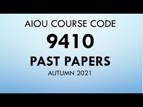 Aiou Course Code 9410 Past papers