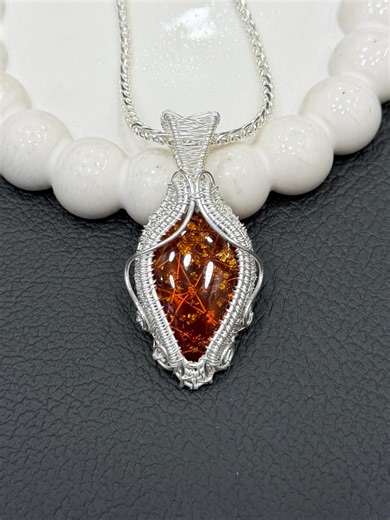 Baltic Amber Copper Wire Wrapped Pendant Necklace | Hand Wrapped Wire Jewelry - Etsy