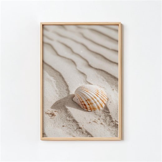 Seashell Wall Art Printable, Neutral Beach Decor, Minimalist Coastal Print, Sand Texture Wall Art, Calm Bathroom Decor, Coastal Art Download - Etsy