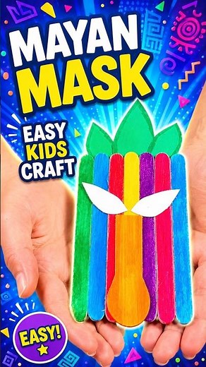 DIY Colorful Wooden Mayan Mask Craft 🎭 | Easy craft for Kids #diy #craft #craftyfun #kids