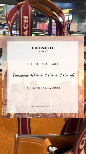‼️11.11 SPECIAL‼️ Come on down to Coach Changi City Point from 10th Nov to 12th Nov and enjoy great discounts STOREWIDE! Share with your friends and families, and see you this Weekend! 💋 REPOST REPOST REPOST! Feel free to drop us on Whatsapp to book an appointment to skip the queue! 📍Coach Changi City Point #B1-57, 5 Changi Business Park Central 1, Singapore 486038