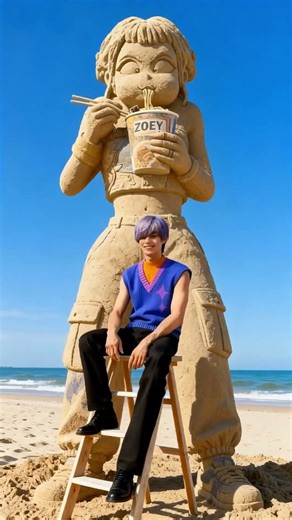 😱 SajaBoys vs GIANT Noodles?! 🍜 REVERSE Sand Prank! ⏪ #kpop#sajaboys #mira #shorts