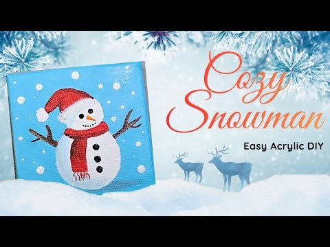 Cozy Snowman Mini Canvas Painting Tutorial - DIY Christmas Decor: 9 Simple Canvas Ideas #4 ⛄