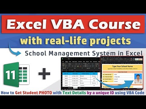 Excel VBA School Management System | Get Student Photo with Text Details by ID in Admission Form