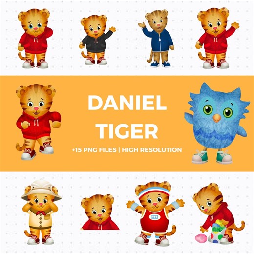 Daniel Tiger Clipart PNG Pack Bundle - Daniel Tiger Characters Art (digital Download) - Etsy