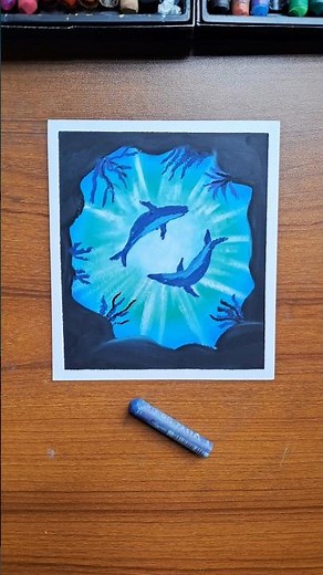 Easy Underwater Dolphin Drawing 🌊🐬 | Oil Pastel Art Tutorial for Beginners