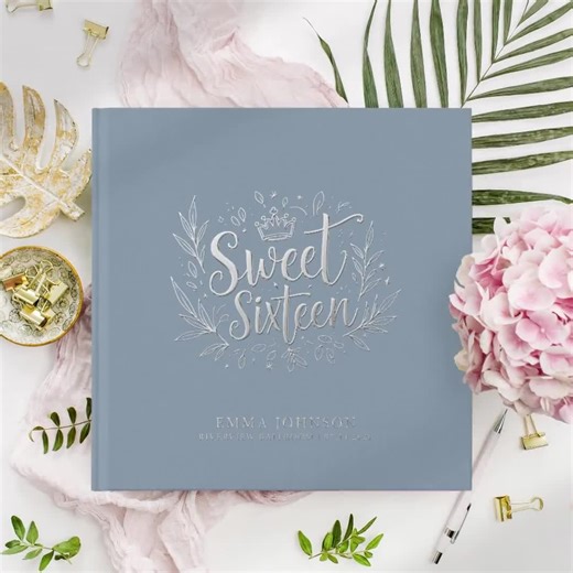 Sweet 16 Guest Book, Personalized Gold Foil Guestbook, Sweet Sixteen Photo Album, 16 Birthday Gift, Party Custom Pink Sign-in Book, Sweet 16 - Etsy
