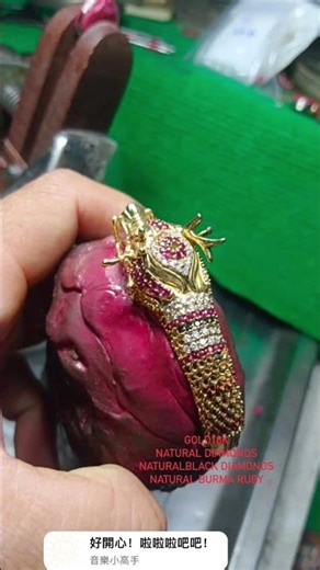 Gold 18k750 natural ruby , natural Diamond / black diamond / pink tourmaline 👏🙏😊👍🤞 #jewelry