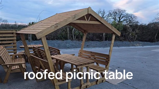 New Roofed Timber Picnic Table Set in Armagh