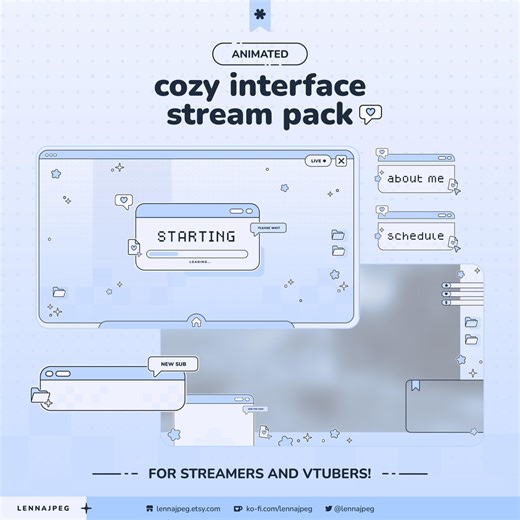 Animated Stream Pack Blue Cozy Interface for Vtuber and Streamer | Overlays Panels Alerts - Etsy
