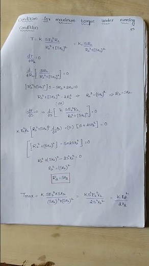 Torque equation for three phase induction motor