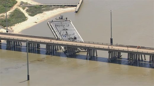 Barge strikes Texas bridge, triggering partial collapse