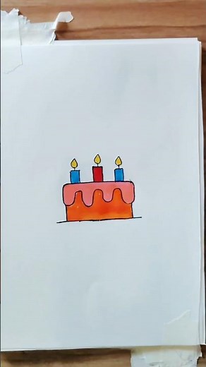 Easy Birthday Cake Drawing 🎂 Step by Step