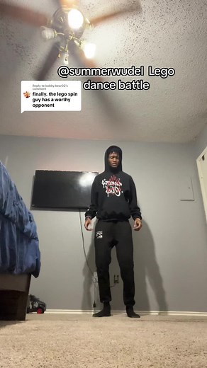 Lego Dance Battle: Spinning Lego Guy and Six-Foot Dancer