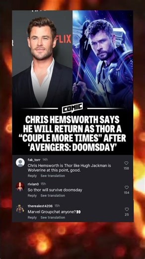 CHRIS HEMSWORTH SAYS HE WILL RETURN AS THOR A "COUPLE MORE TIMES" AFTER 'AVENGERS: DOOMSDAY'