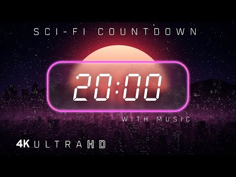 ⚡20 Minute | 80s SciFi Countdown Timer | Synthwave soundtrack | Alarm every 10 minutes ⚡4K UHD